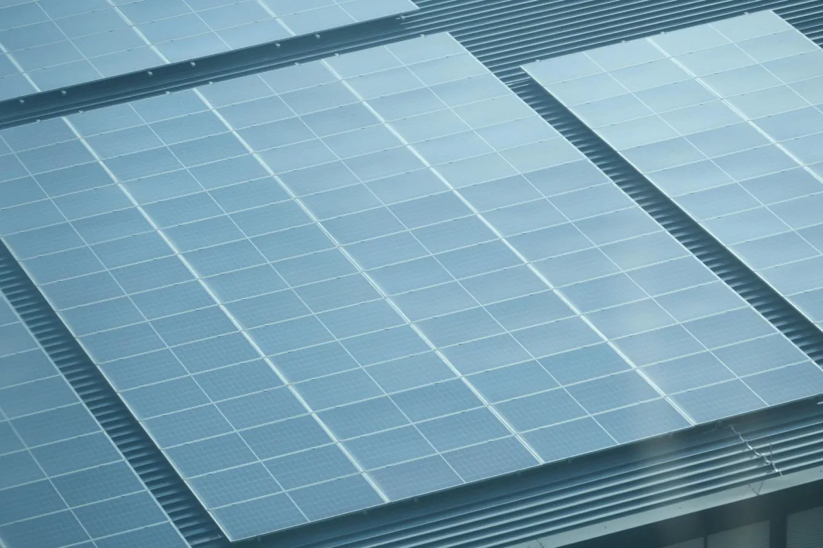 Aerial view of residential rooftop solar panels showing solar system sizing and installation capacity for a home.